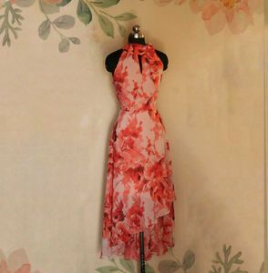 Floral High-Low Halter Dress