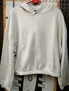 Cream Cropped Hoodie