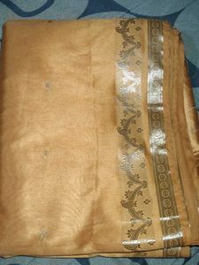 Golden Saree with Floral Border
