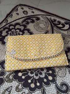 Embroidered Yellow Clutch
