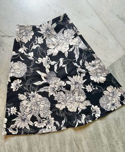 Vintage Black And White Midi Printed Skirt