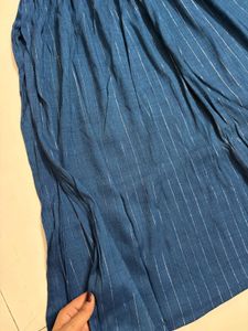 Blue Embroidered Aalia Cut Kurta With Zari Work