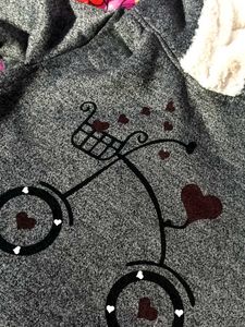 🌷Cute Bicycle Hearts Midi Dress With Hoodie🌷