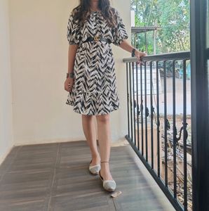 Casual Black And White Dress