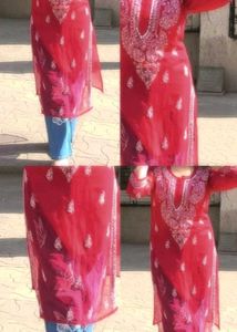 Red Embroidered Kurta