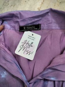 Purple Shimmer Tie-Front Shirt
