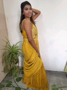 Elegant Drape Mustard Saree