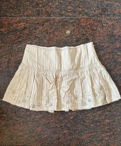 Striped Mini Skirt with Embroidery