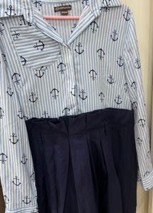 Anchor Print Shirt Dress