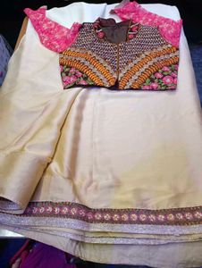 Embroidered Designer Saare With Koti Blouse