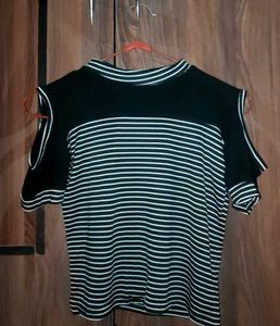 Striped Cold Shoulder Top