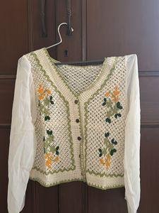 Vintage Crochet Knit Cardigan