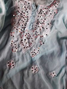 Aqua Mirror Embellished Kurti