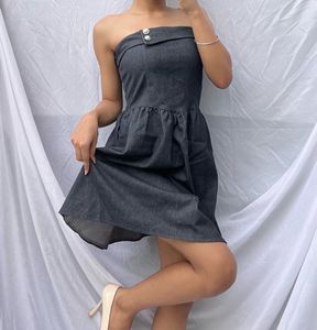 Chic Grey Strapless Mini Dress