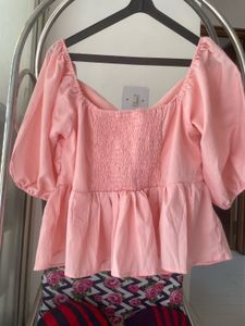 Pink Peplum Sleeve Top