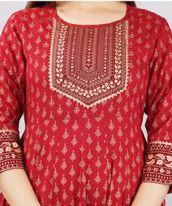 Red &amp; Gold Anarkali Kurta