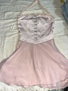 Fairycore X Grunge Pink Halter Dress