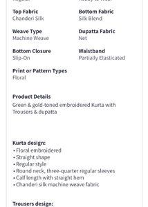 Never used Elegant Mint Green Kurta Set Size XXL