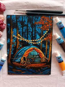 Camping Night Artwork Painting