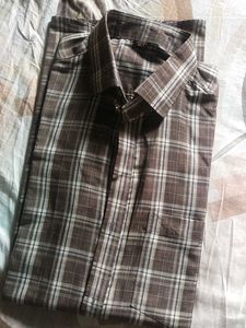 Brown Plaid Button-Down Shirt