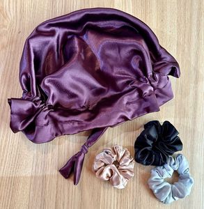 💜Satin Hair Sleep Cap💜3free Scrunchie