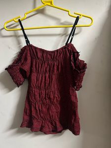 Striped Cold Shoulder Top