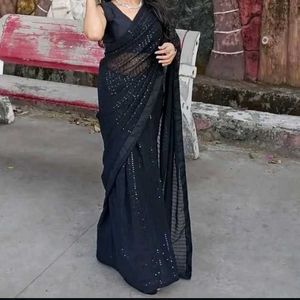 Elegant Black Sequin Saree