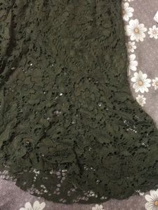 Olive Green Lace Skirt