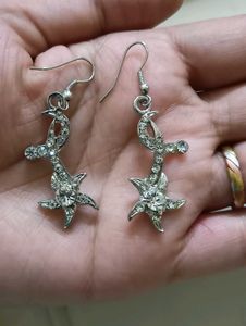 Silver Starburst Dangle Earrings