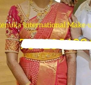 Fixed-Red Color Kanchi Pattu Silk Saree(no Blouse)