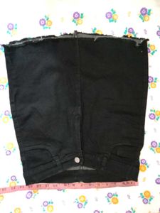 black mini denim skirt