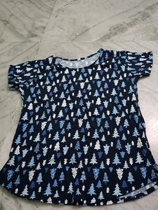 Blue  Top (🎄 Tree Print)