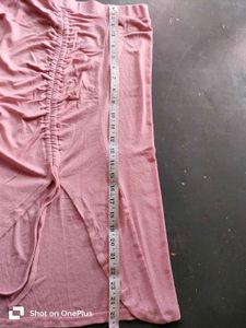 Pink Ruched Detail Midi Skirt