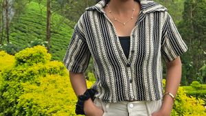 Striped Button-Down Crop Top