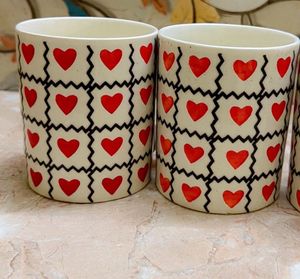 Heart Print Ceramic Mugs