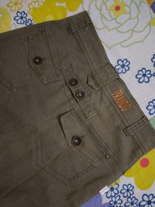 DARK  OLIVE  DENIM  SKIRT