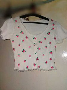 Floral White Crop Top