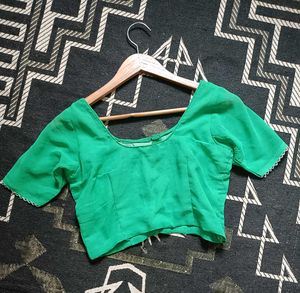 Green embroidered saree with blouse