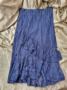 Blue Lace Ruffle Skirt