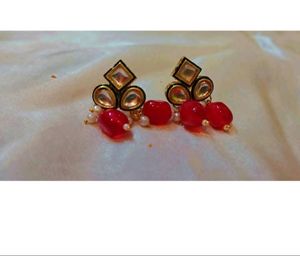 Red Kundan Choker Set With Earring