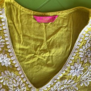 Yellow Embroidered Kurta