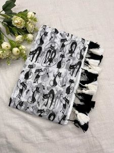 Cat Print Cotton Mul Handloom Saree
