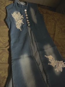 Denim Shrug Blue Colour With Designs