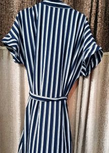 Striped belted casual Dress