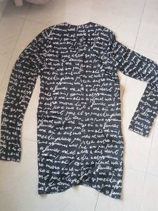 Black &amp; White Script Print Dress