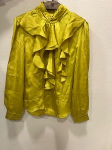 Yellow High Neck Long Sleeve Blouse