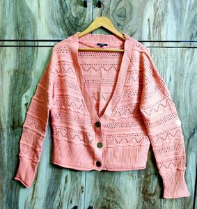 Peach Colour Knit Cardigan size-40