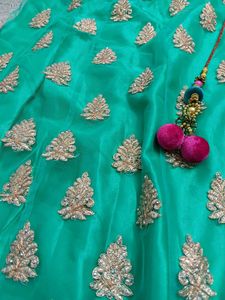 Green Embroidered Lehenga Skirt