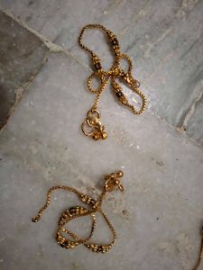 Gold Tone Anklets - Set of Two