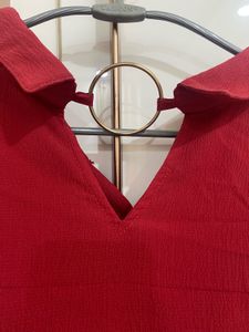Stylish Red Madame Top With Sleeves Styled